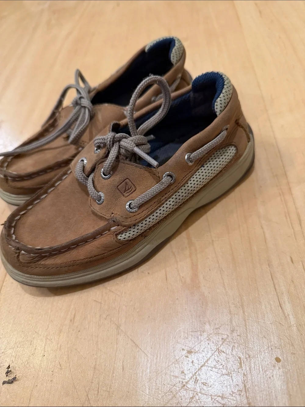 Sperry Kids Brown Suede Boat Shoes with Blue Lining